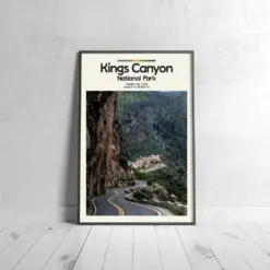 Kings Canyon Poster - Oil Painting Technique | Usa National Park Wall Art | & Printed Travel Prints | Animalistic Home Decor