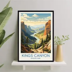 Kings Canyon Travel Poster National Park Kings Canyon Print Abstract Poster Travel Print Cityscape Painting Hight Quality Home Art