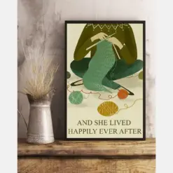 Knitting Crochet Loves Canvas Prints And She Lived Happily Ever After Vintage Wall Art Gifts Vintage Home Wall Decor Canvas