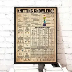 Knitting Knowledge Vertical Art Vintage Poster Knitting Home Decor Knitting Gift Knitting Print Knitting Home Decor Living Room Decor