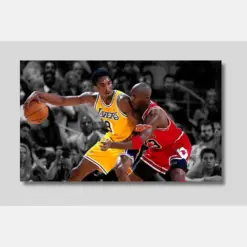 Kobe Bryant Michael Jordan Canvas Wall Art Basketball Canvas Poster Print Man Cave Decor Large Wall Art Ready To Hang Christmas Gift