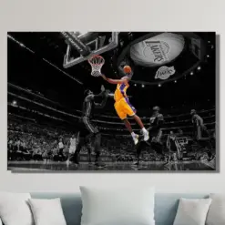 Kobe Bryant Print Poster , Kobe Bryant Wall Art Print Kobe Bryant Dunk Poster Basketball Legend Poster Ready To Hang Nba Gift Kobe Print