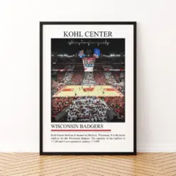 Kohl Center Canvas Print | Stadium Poster | Stadium Wall Art | Black White Stadium | Caa Lovers Sport Gift | Basketball Canvas Art