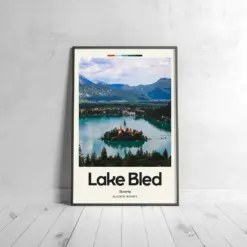 Lake Bled Poster - Oil Painting Technique | Lakes Wall Art | & Printed Travel Prints | Animalistic Home Decor