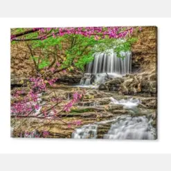 Lanyard Creek Falls Bella Vista Arkansas Spring Photography Nature Wall Art Dark Mountains Landscape Prints Waterfall And Bedbugs