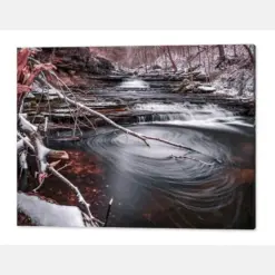 Lanyard Creek Nature Trail Bella Vista Arkansas Winter Snow Nature Wall Art Dark Mountains Landscape Prints Waterfall Cascades