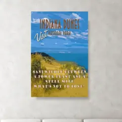 Large Wall Art Fun Indiana Dunes National Park Poster Lake Michigan Beach Funny Vintage Retro Art Deco Artwork Print Canvas Metal Home Decor