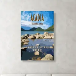 Large Wall Art Fun Maine Travel Poster Funny Vintage Retro Art Deco Artwork Acacia National Park Jordan Pond Print Canvas Metal Home Decor