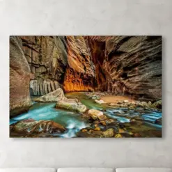 Large Wall Art Wall Street The Narrows Slot Canyon Zion National Park Utah Virgin River Fine Art Photograph Print Metal Canvas Frame Options