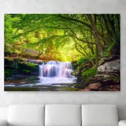 Large Wall Art West Virginia Waterfall Falls New River Gorge National Park Cascade Golden Hour Original Artwork Metal Canvas