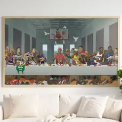 Last Supper Nba Basketball Legends Canvas | Nba Sport Decor | Nba Player Wall Art | Kobe Bryant | Michael Jordan | Lebron