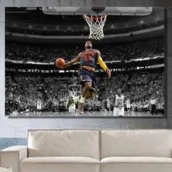 Lebron James Canvas Wall Art Basketball Poster Sport Art Basketball Print Dunk Poster Lebron James Poster Nba Wall To Hang