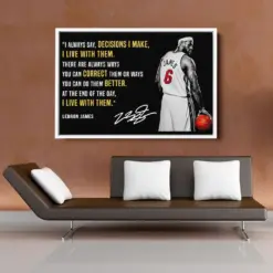 Lebron James Canvas Wall Art | Lebron Motivation Canvas | Basketball Canvas Wall Art Sport Canvas Wall Decor Miami Heat Canvas Art