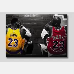 Lebron James Michael Jordan Canvas Wall Art Basketball Canvas Poster Print Man Cave Decor Extra Large Wall Art Ready To Hang