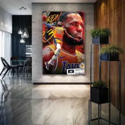 Lebron James Wall Art Basketball Canvas Wall Art Gift For Him Roll Up Canvas Stretched Canvas Art Framed Wall Art Painting