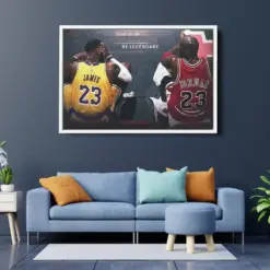 Lebron Je And My Jordan Canvas Wall Art | Be Legendary | Basketball Canvas Wall Art Legendary Basketball Players Day Gift