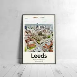 Leeds Poster - Oil Painting Technique | United Kingdom Wall Art | & Printed Travel Prints | Animalistic Home Decor