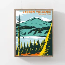 Lessen Volcanic National Park Print California Wall Art Travel Poster