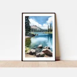 Lessen Volcanic National Park Print Lessen Volcanic Watercolor Art Decor National Park Poster California Watercolor Wall Art Lake Helen