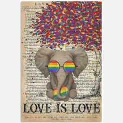 Lgbt Elephant Love Is Love Be Kind Tree Colorful Dictionary