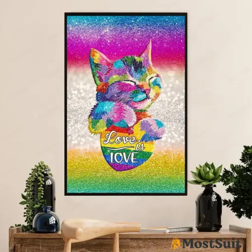 Lgbt Gay Pride Month Poster Room Wall Art | Cat Gay Love