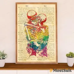 Lgbt Gay Pride Month Poster Room Wall Art | Skeleton Couple Vintage