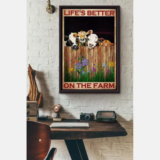 Life Is Better On The Farm With Cow Poster, Canvas
