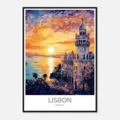 Lisbon Portugal Wall Art Coastal Charm & Golden Light Lion's Historic Streets Wall Art Portugal