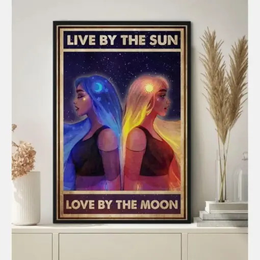 Live By The Sun Love By The Moon Poster Hippie Girl Poster Hippie Room Decor Vintage Hippie Art Hippie Gifts Hippie Sign