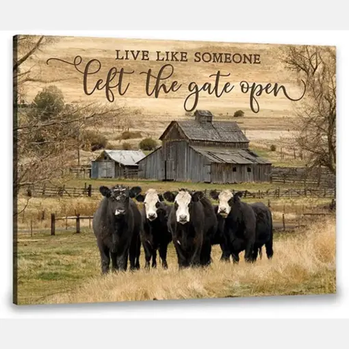 Live Like Someone Left The Gate Open Cows Farmhouse Vintage Cows Sign