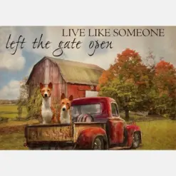 Live Like Someone Left The Gate Open Farmhouse Vintage Basenji Dogs