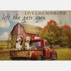 Live Like Someone Left The Gate Open Farmhouse Vintage Bernedoodle Dogs