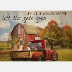 Live Like Someone Left The Gate Open Farmhouse Vintage Boxer Dogs