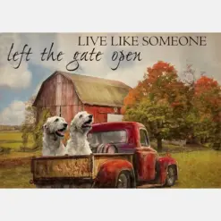 Live Like Someone Left The Gate Open Farmhouse Vintage Irish Wolfhound Dogs