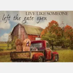 Live Like Someone Left The Gate Open Farmhouse Vintage Maltipoo Dogs