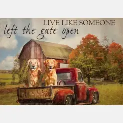 Live Like Someone Left The Gate Open Farmhouse Vintage Nova Scotia Duck Dogs