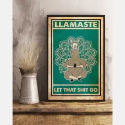 Llama Loves Poster Llamaste Let That Shit Go Yoga Funny Vintage Room Home Decor Wall Art Gifts Idea