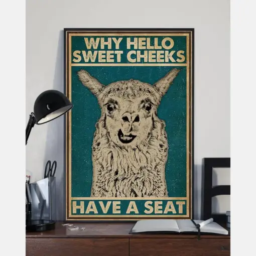 Llama Loves Poster Why Hello Sweet Cheeks Have A Seat Vintage Room Home Decor Wall Art Gifts Idea