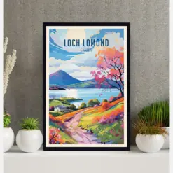 Loch Lemond Poster Loch Lemond Print Loch Dutch Art National Park Poster Travel Gifts Cityscape Painting Illustration Art Home Decor