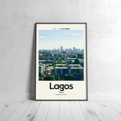 Logos City Poster - Oil Painting Technique | African Wall Art | & Printed Travel Prints | Animalistic Home Decor