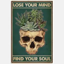 Lose Mind Find Soul Relax Quote Succulent Plant-Head Skull Vintage