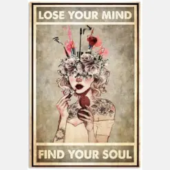 Lose Your Mind Find Your Soul Make Up Hobby Proud Quote Floral Cosmetic Head Woman Vintage Retro