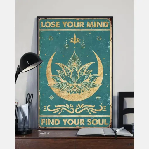 Lotus Poster Lose Your Mind Find Your Soul Vintage Room Home Decor Wall Art Gifts Idea