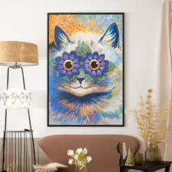 Louis Wait Cat Canvas Wall Art Vintage Animal Illustration Museum Poster Colorful Art Print Framed