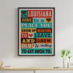 Louisiana Canvas Prints Home Is A Place You Grow Up Vintage Wall Art Gifts Vintage Home Wall Decor Canvas