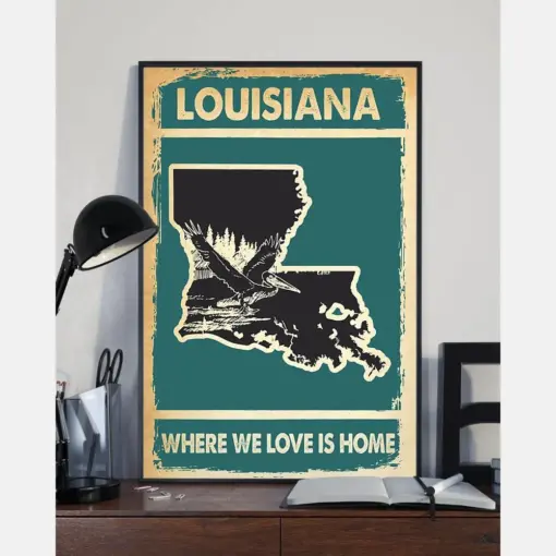 Louisiana Where We Love Is Home Canvas Prints Vintage Wall Art Gifts Vintage Home Wall Decor Canvas