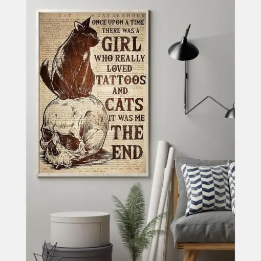 Loved Tattoos And Cats Canvas Prints Once Upon A Time Vintage Wall Art Gifts Vintage Home Wall Decor Canvas