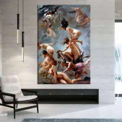 Luis Ricardo Alert Witches Sabbath Canvas Wall Art Witches Going Modern Home Decor Renaissance Art Witches Print Large Canvas Art