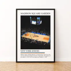 Madison Square Garden Canvas Wall Art | Nba Print Basketball Gift | Stadium Print Poster | Framed Canvas Poster | Stadium Print