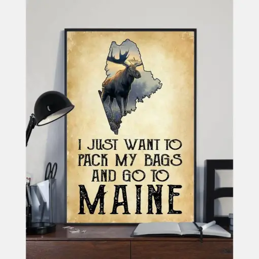 Maine Canvas Prints I Just Want To Pack My Bags And Go To Maine Vintage Wall Art Gifts Vintage Home Wall Decor Canvas